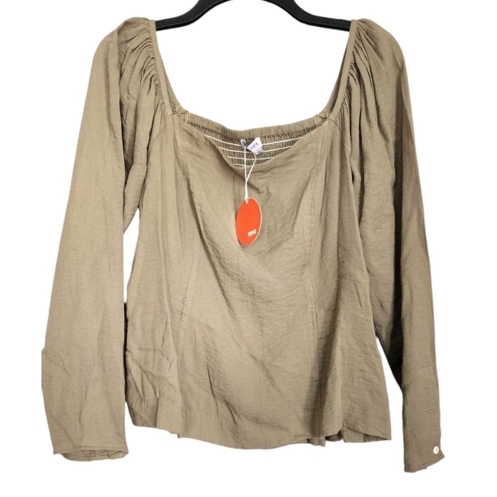 FATE Boutique Brand NEW Boho Chic Peplum Square Neck Long Sleeve Top- Size Large
